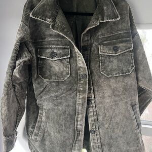 Zenana Outfitters Olive Corduroy Utility Jacket